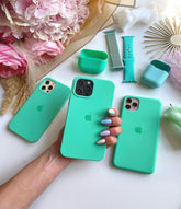 Husa silicon cu microfibra - iPhone - GREEN MINT